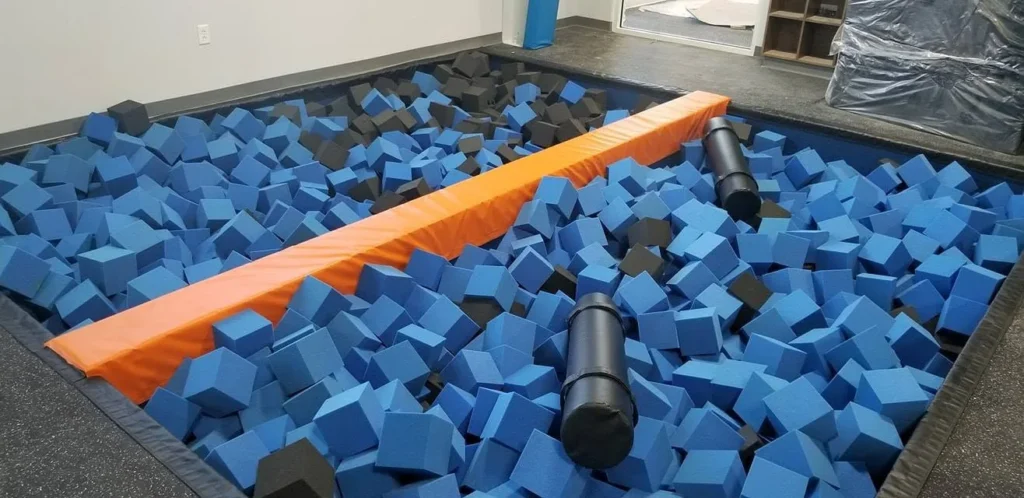 Blue foam pit at Valley Jump trampoline park